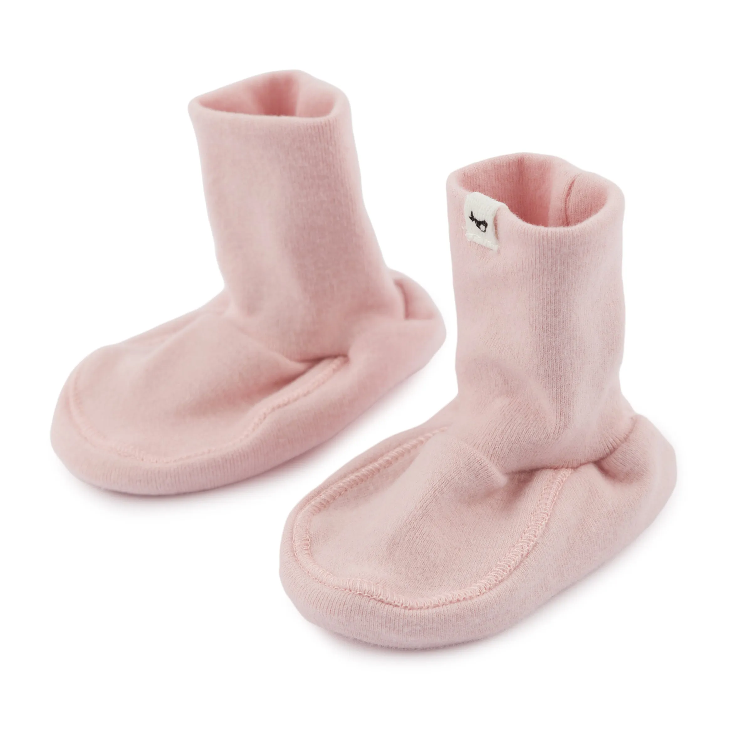 oh baby! Cotton Baby Rib Snowdrift Booties - Dusty Pink