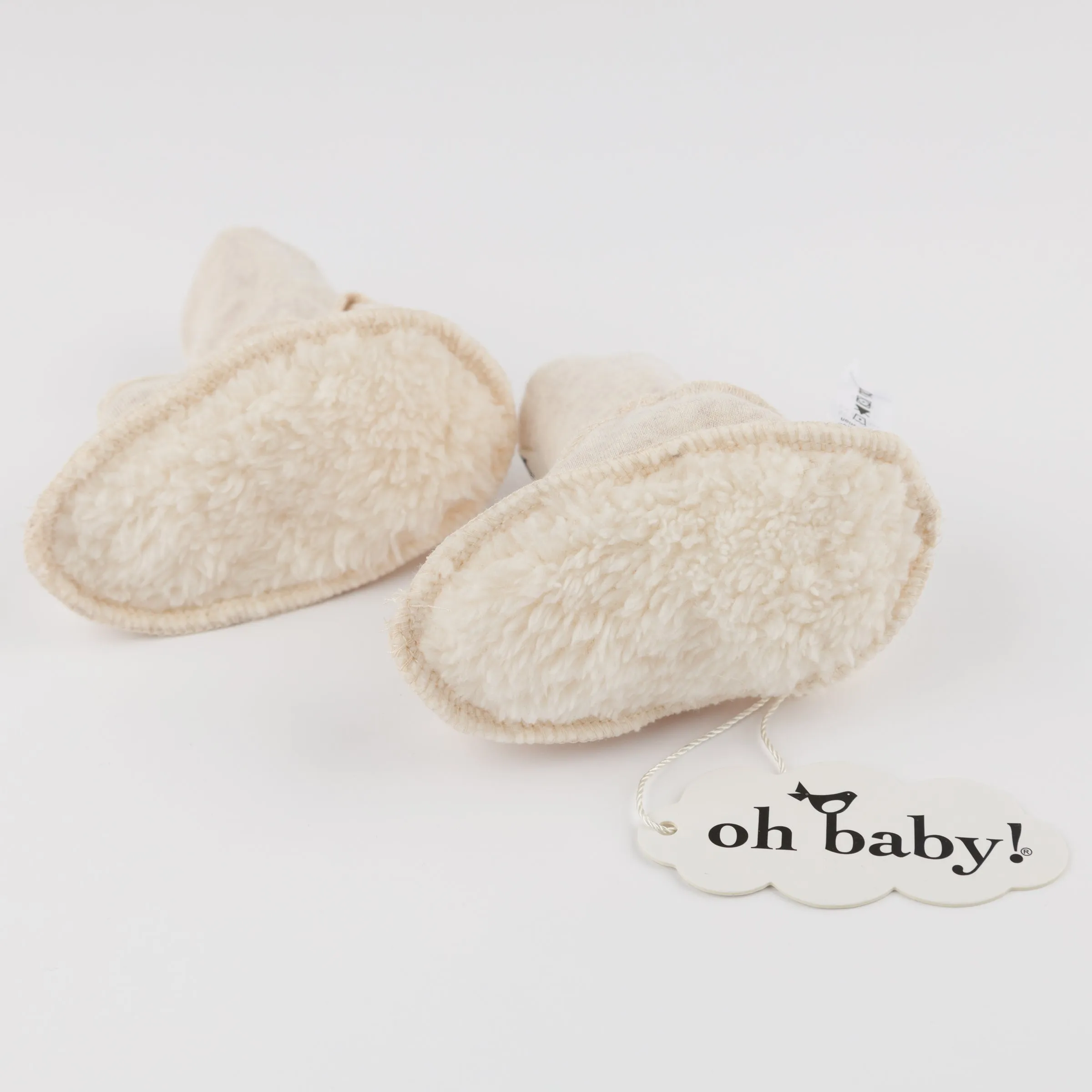 oh baby! Cotton Baby Rib Snowdrift Booties - Malt