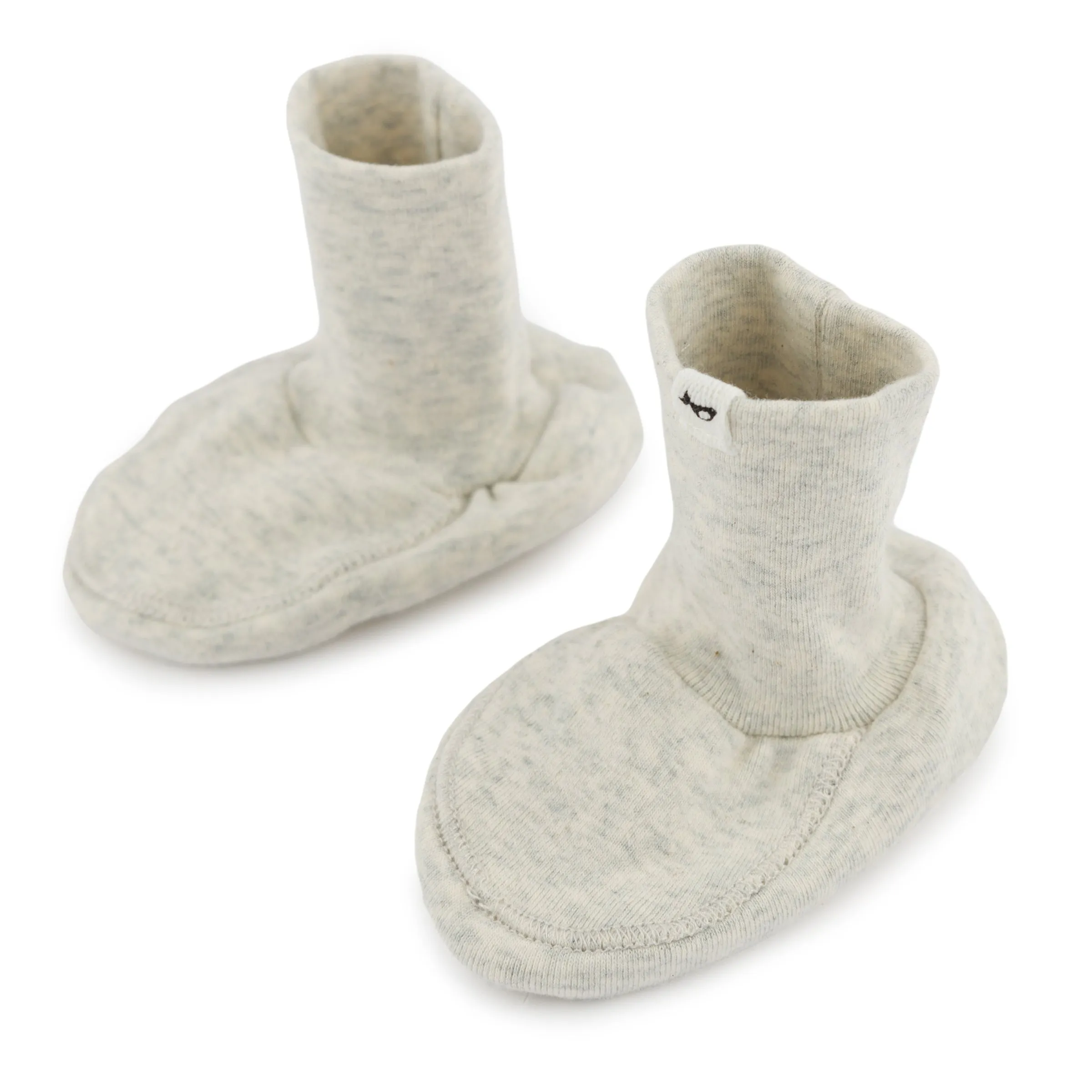 oh baby! Cotton Baby Rib Snowdrift Booties - Oatmeal Heather