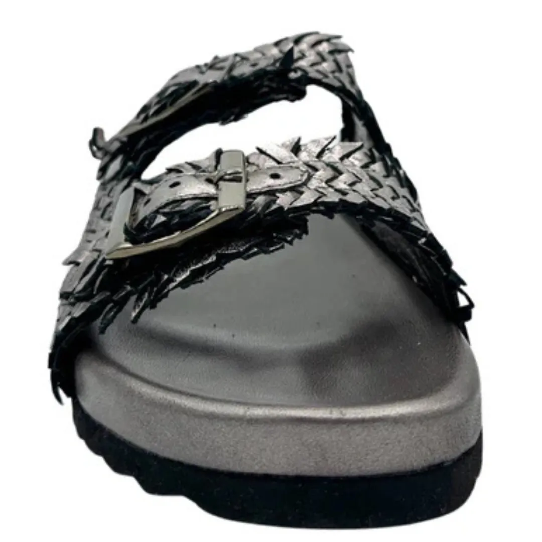 Online Exclusive | Intertwine Woven Strap Slide in Pewter Silver