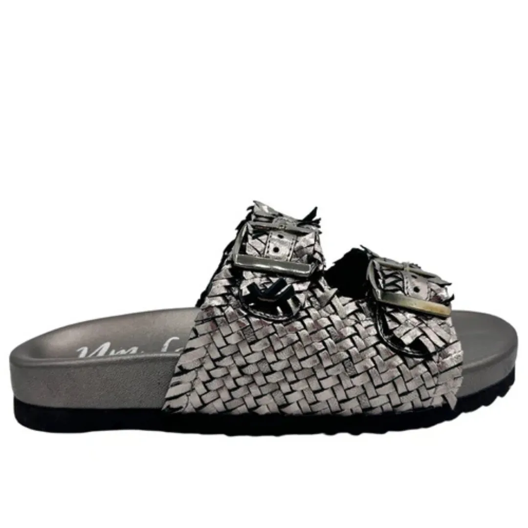 Online Exclusive | Intertwine Woven Strap Slide in Pewter Silver