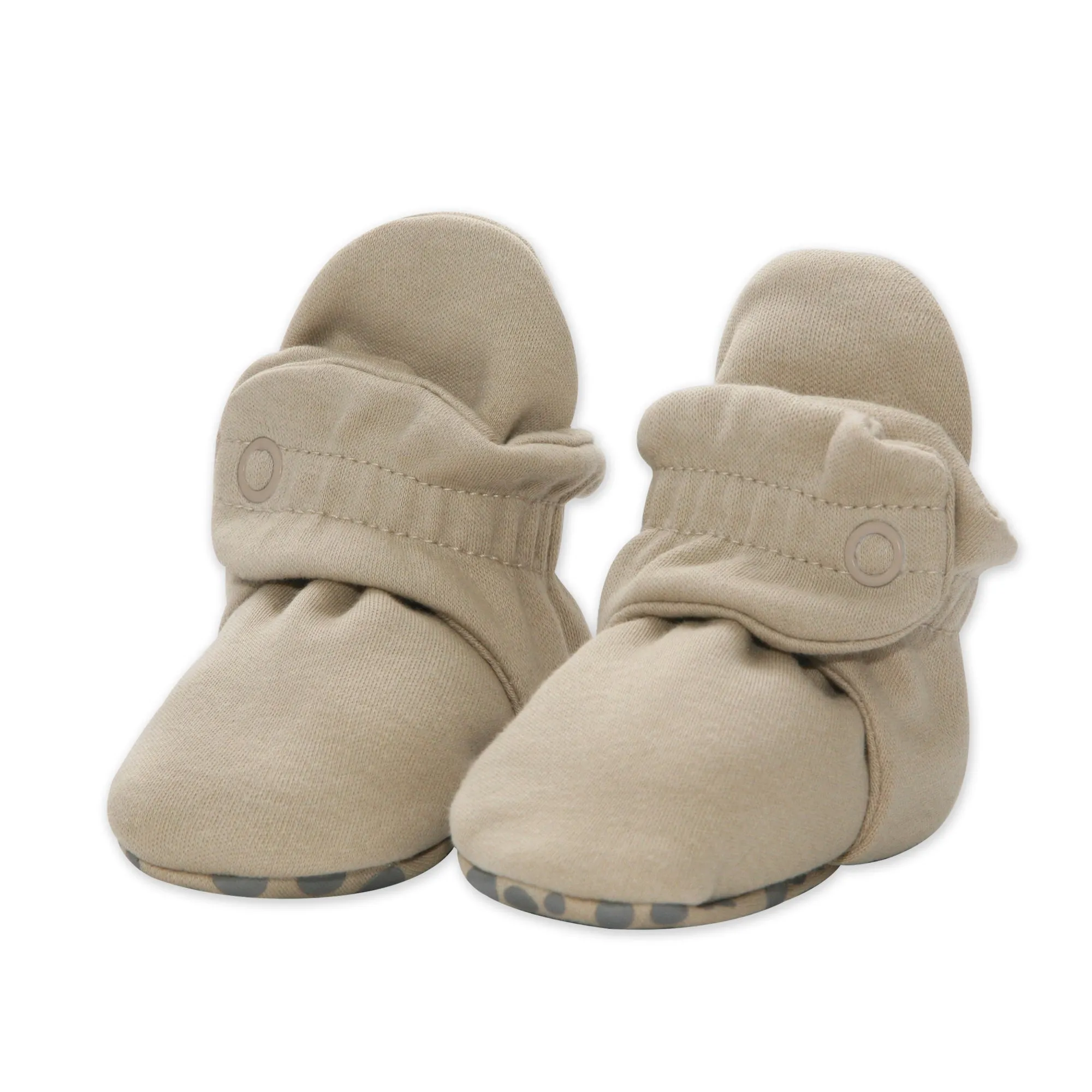 Organic Cotton Gripper Baby Bootie - Khaki