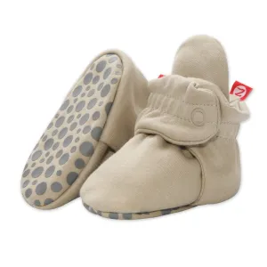 Organic Cotton Gripper Baby Bootie - Khaki