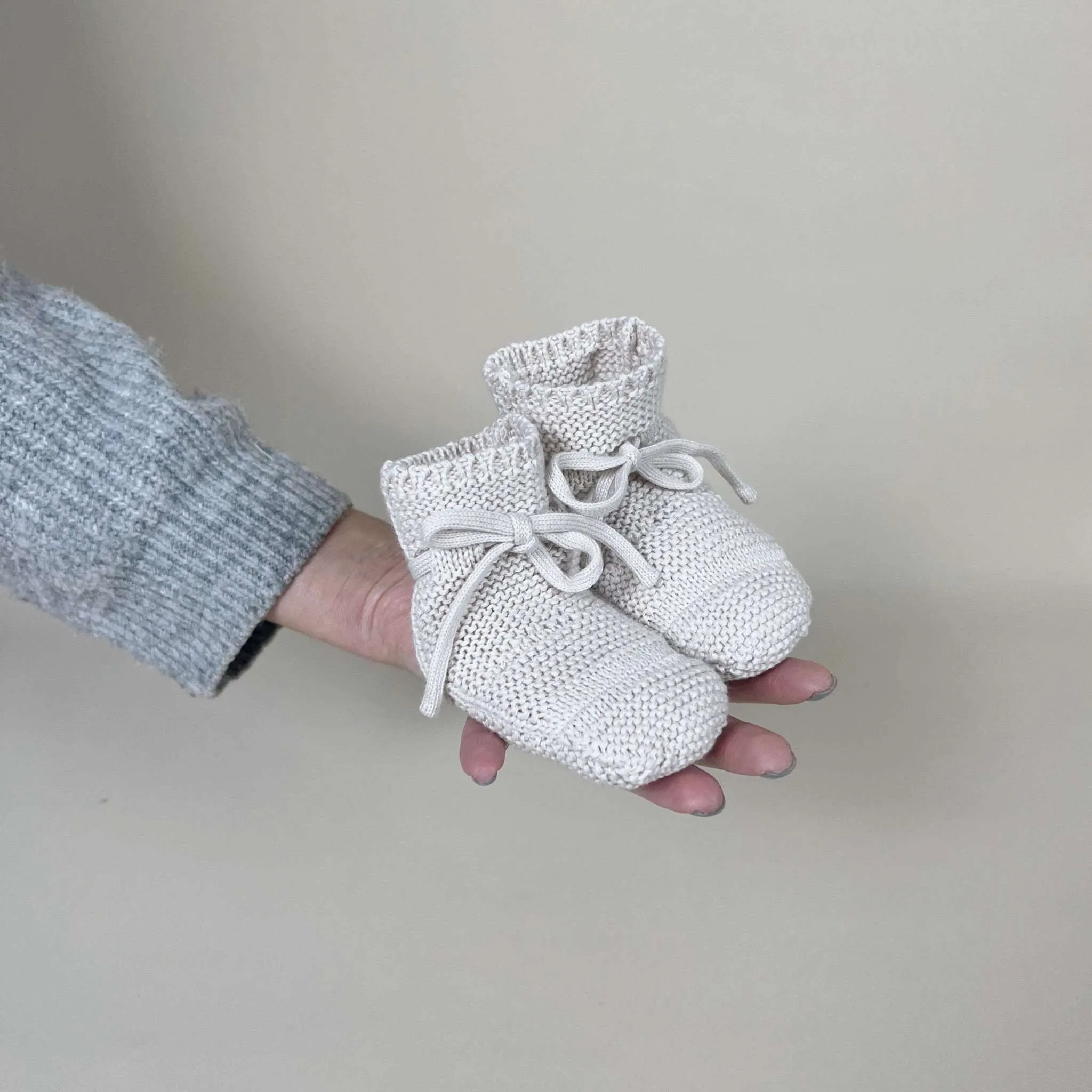 Organic Knit Booties - Sand