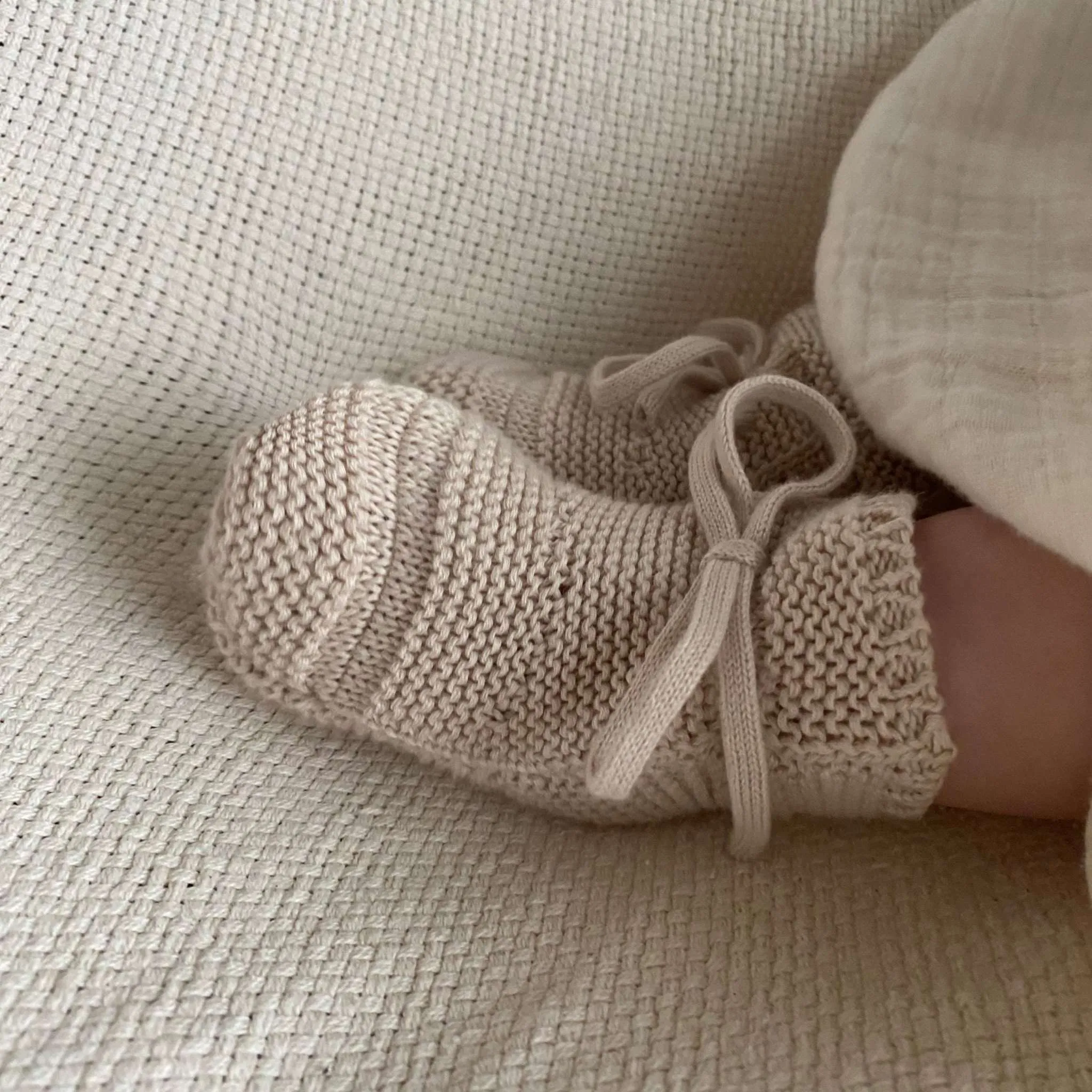 Organic Knit Booties - Sand