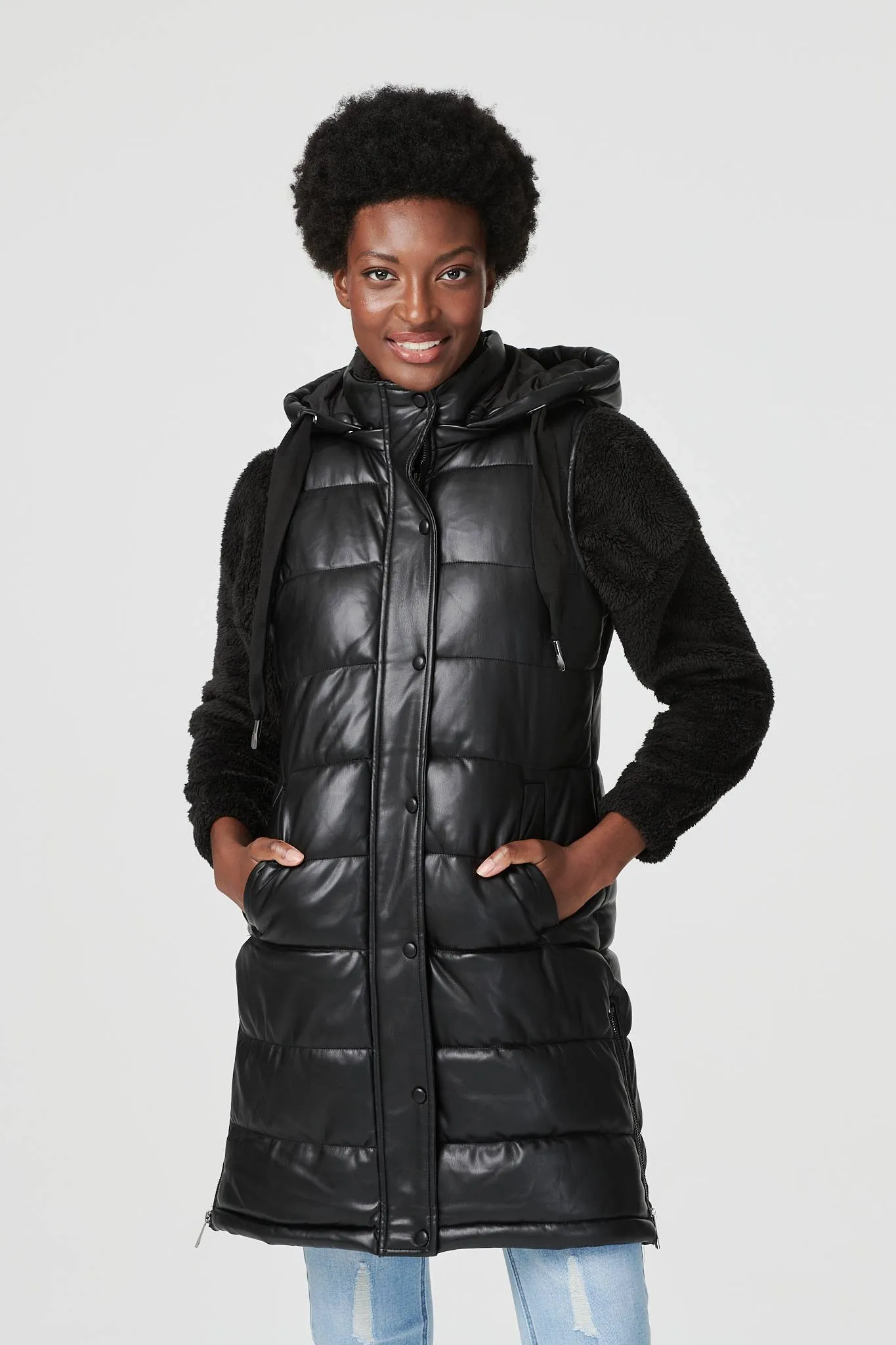 Padded Zip Front Gilet with Hood