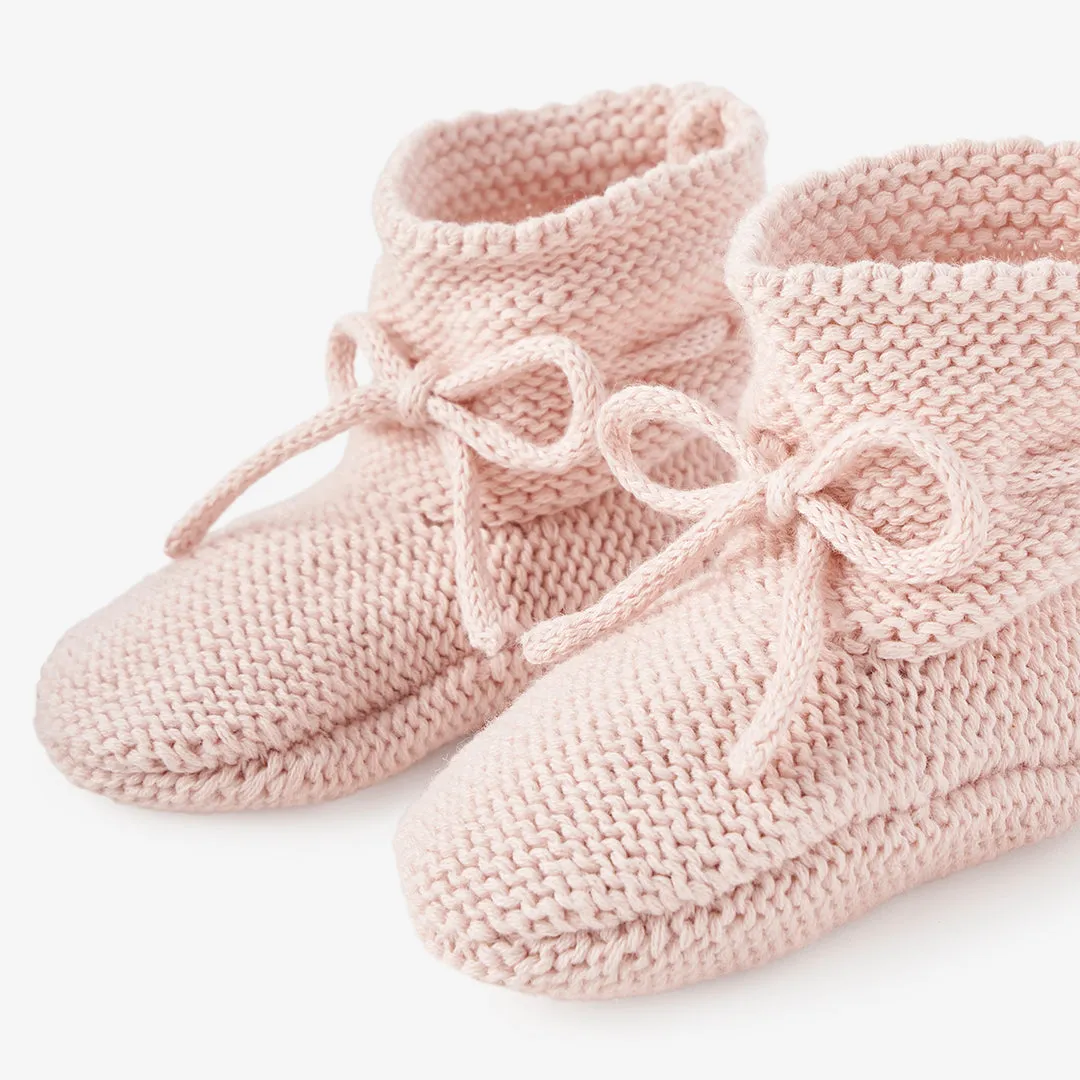 Pale Pink Garter Knit Baby Booties