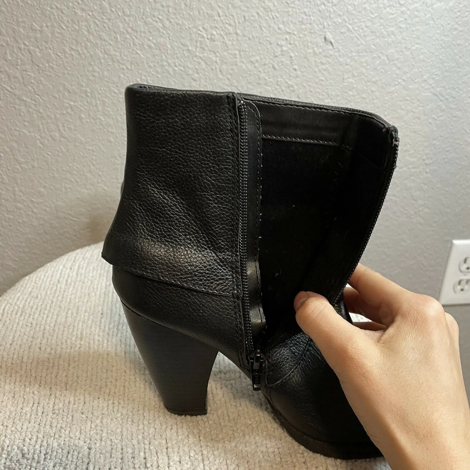 Pebbled Leather Heeled Boots