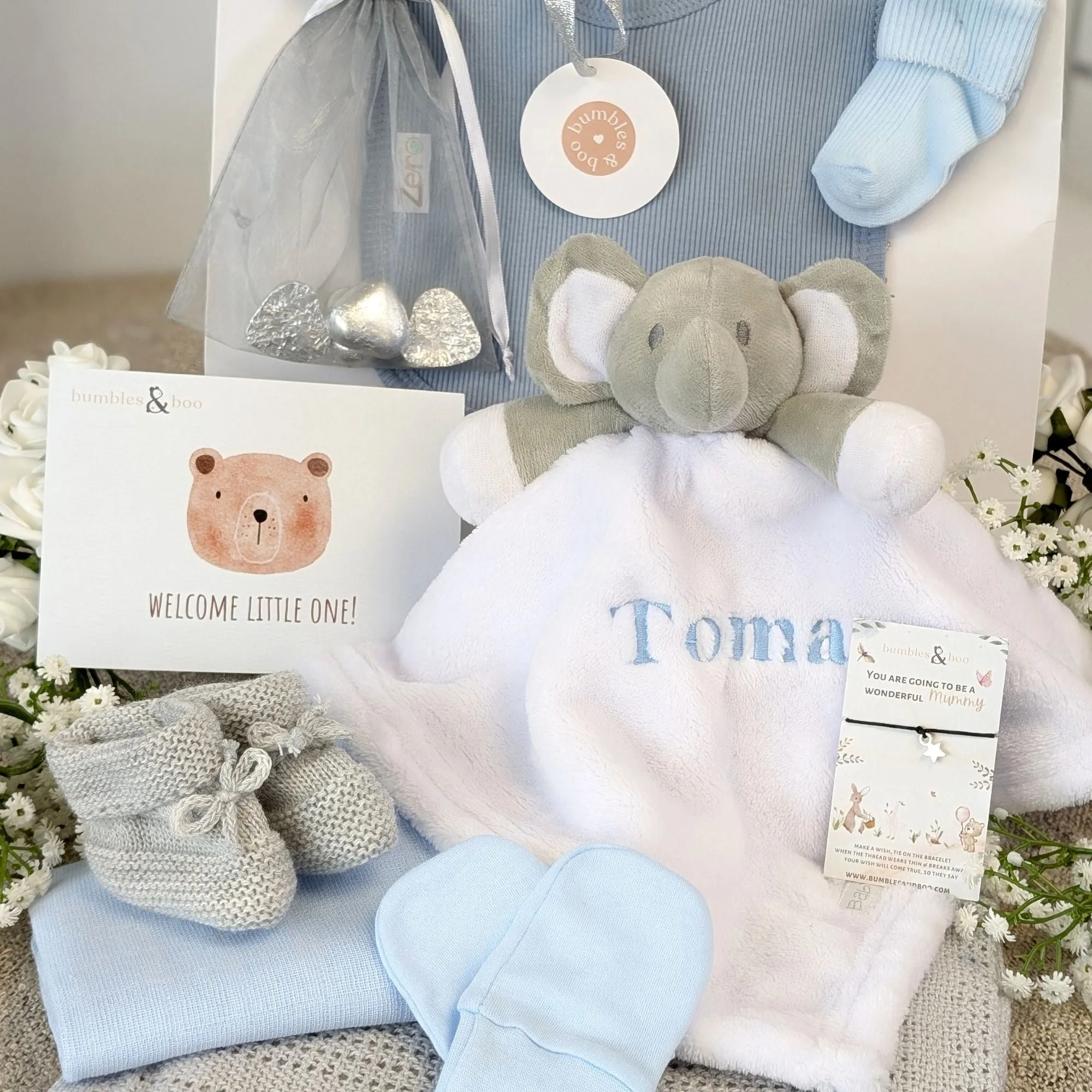 Personalised New Mum & Baby Boy Gifts Hamper Bundle Of Love