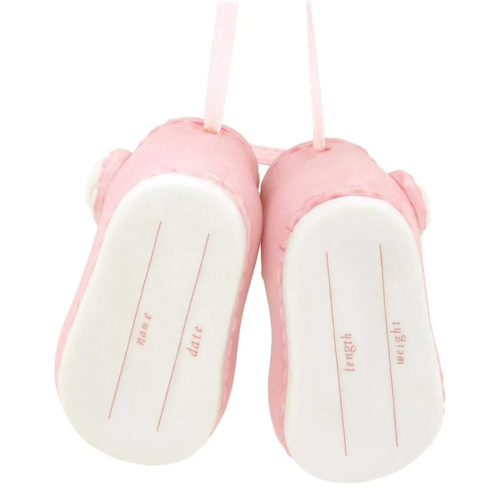 Personalizable Baby Bootie Ornament - Girl Pink