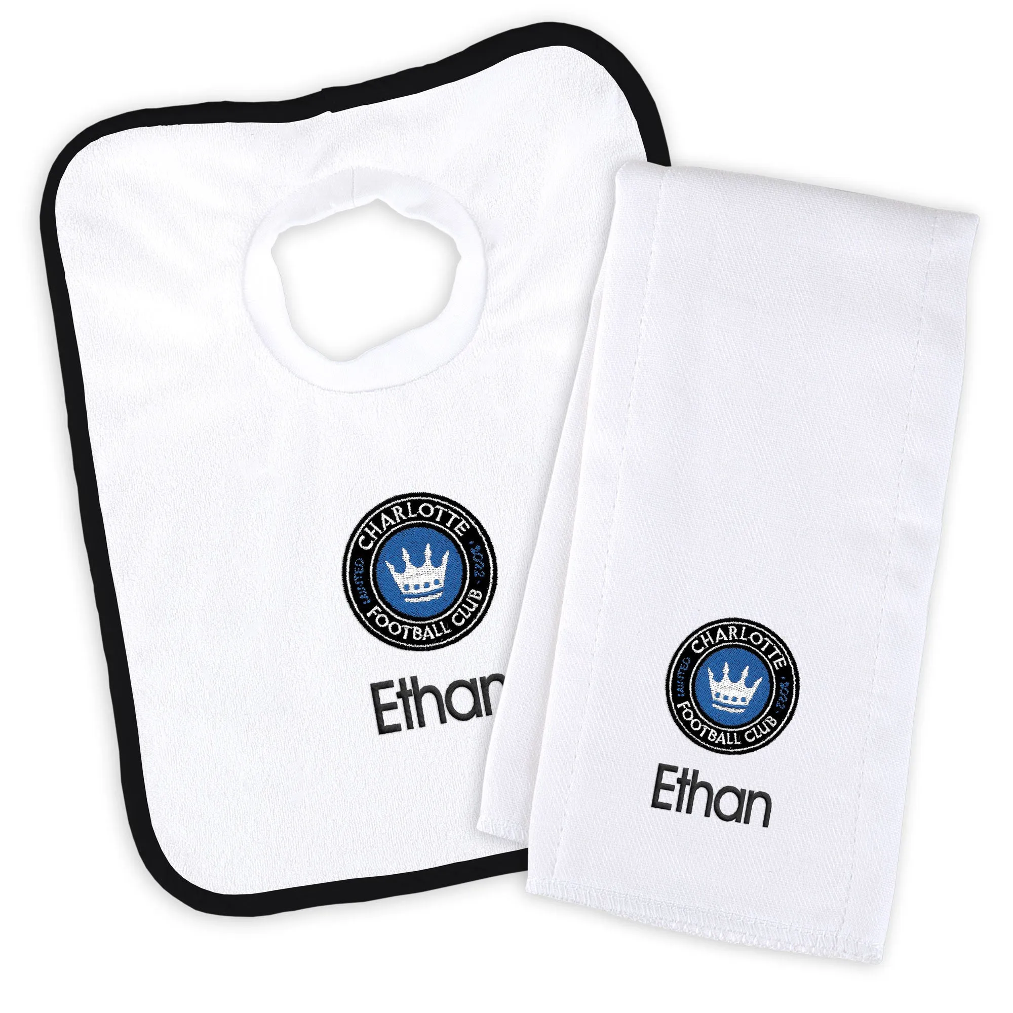 Personalized Charlotte FC Bib & Burp Cloth Set