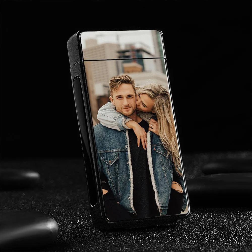 Personalized Color Photo Black Scrub Rechargeable Electric Lighter