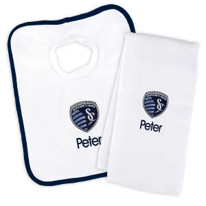 Personalized Sporting Kansas City Bib and Burp Cloth Set