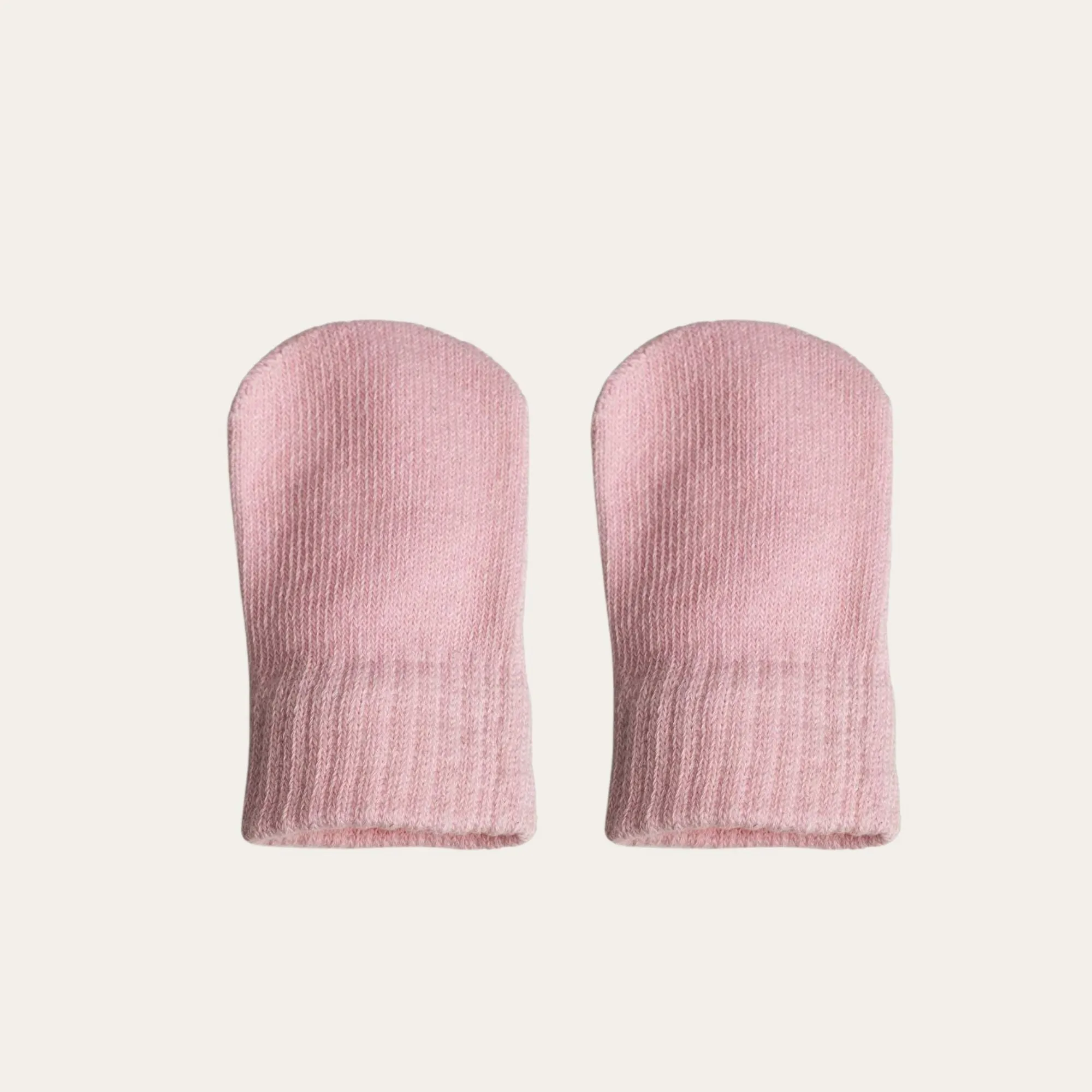 Pink Brushed Cotton Knit Baby Mittens (0-12 Months)