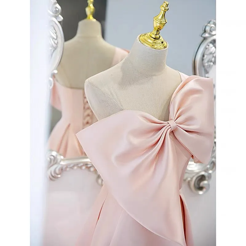 Pink Long Sweet 16th Party Dress with Big Bow