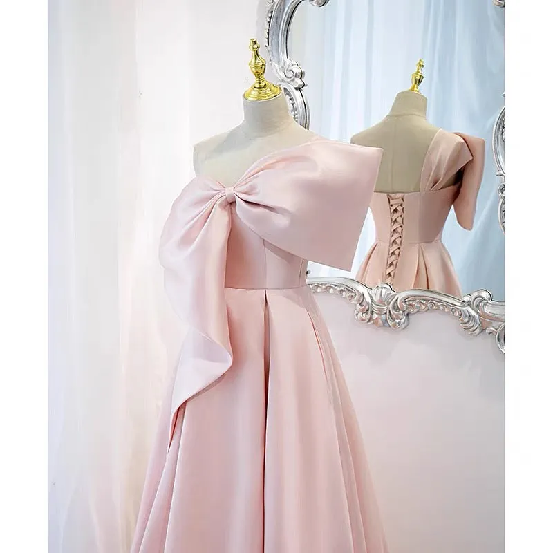 Pink Long Sweet 16th Party Dress with Big Bow