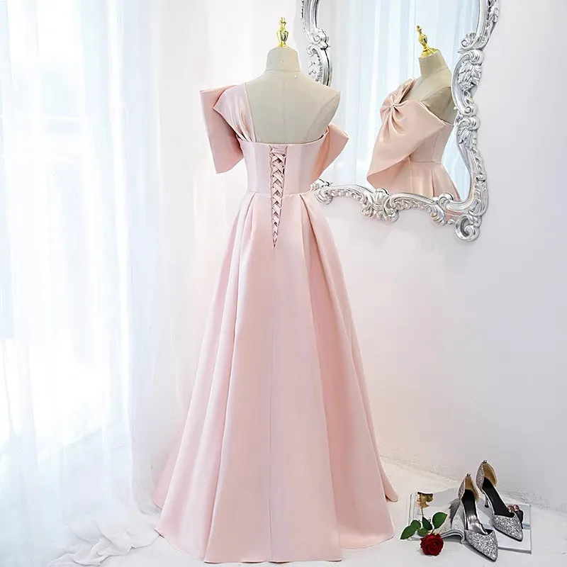 Pink Long Sweet 16th Party Dress with Big Bow