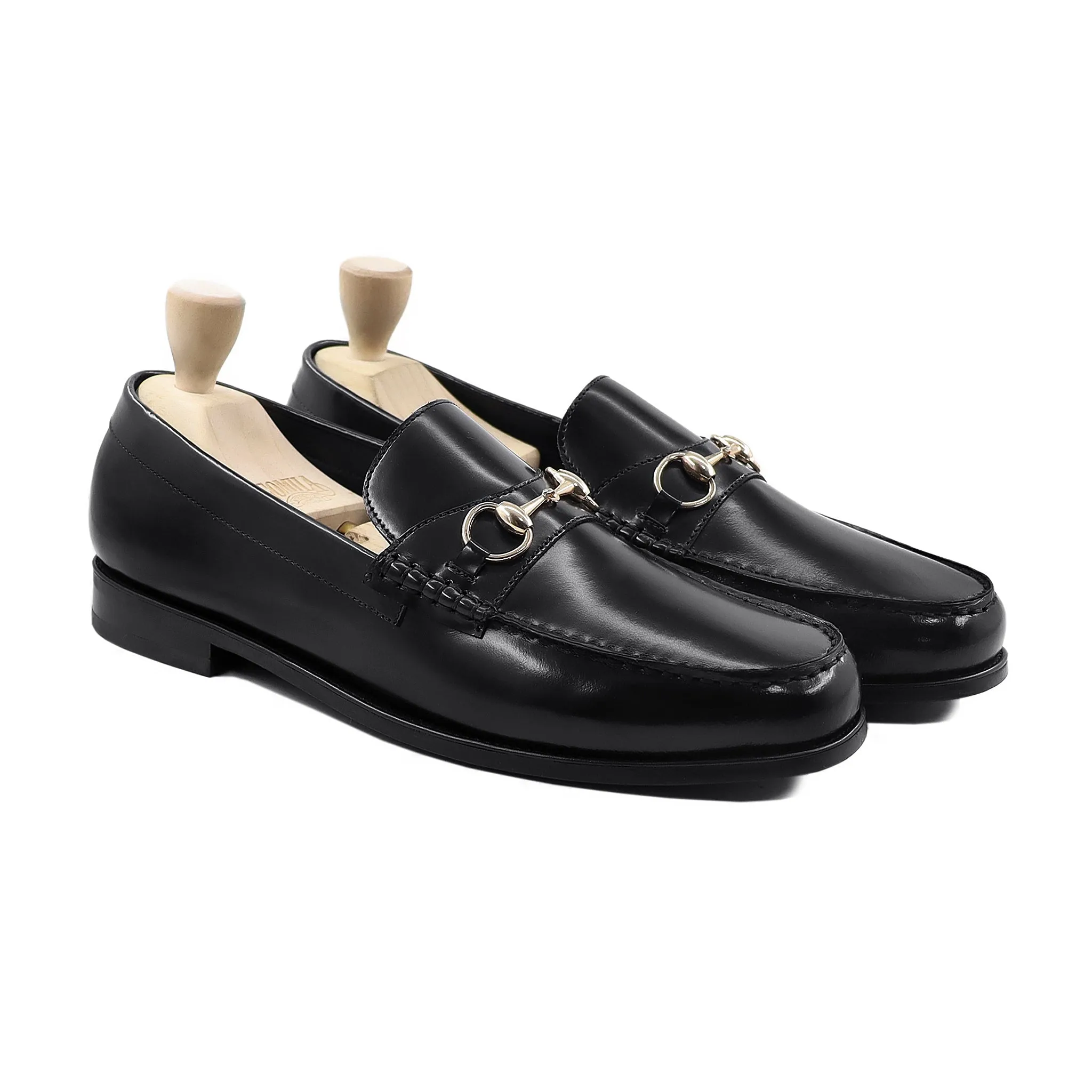 Pinzor - Men's Black Box Leather High Shine Loafer