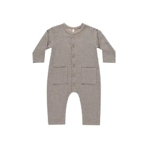 Pocketed Woven Jumpsuit - Indigo Gingham