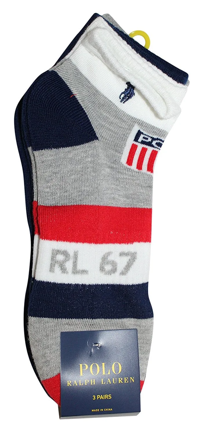 Polo Ralph Lauren 3-Pack Athletic U.S.A. Sheild Quarter Sock Polo Embroidery