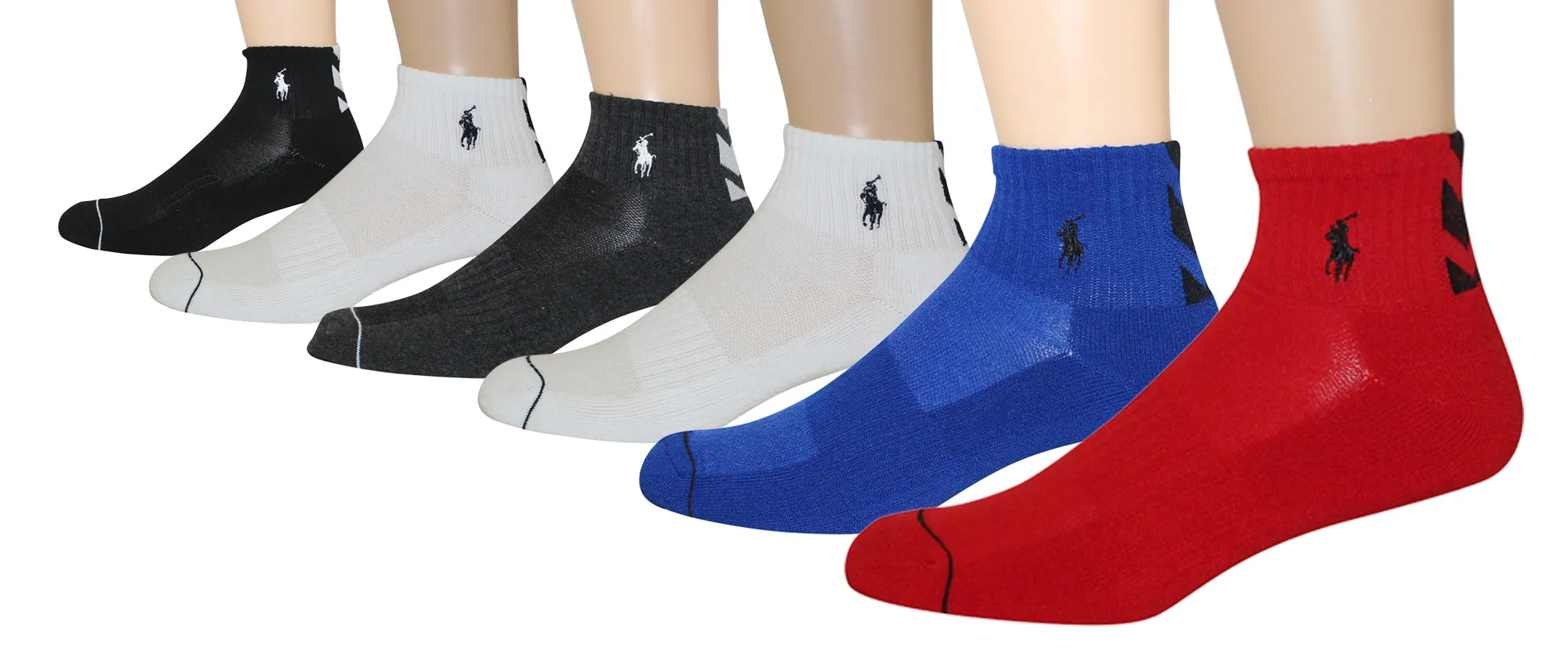 Polo Ralph Lauren Men's 6-Pack Athletic Chevron Quarter Sock