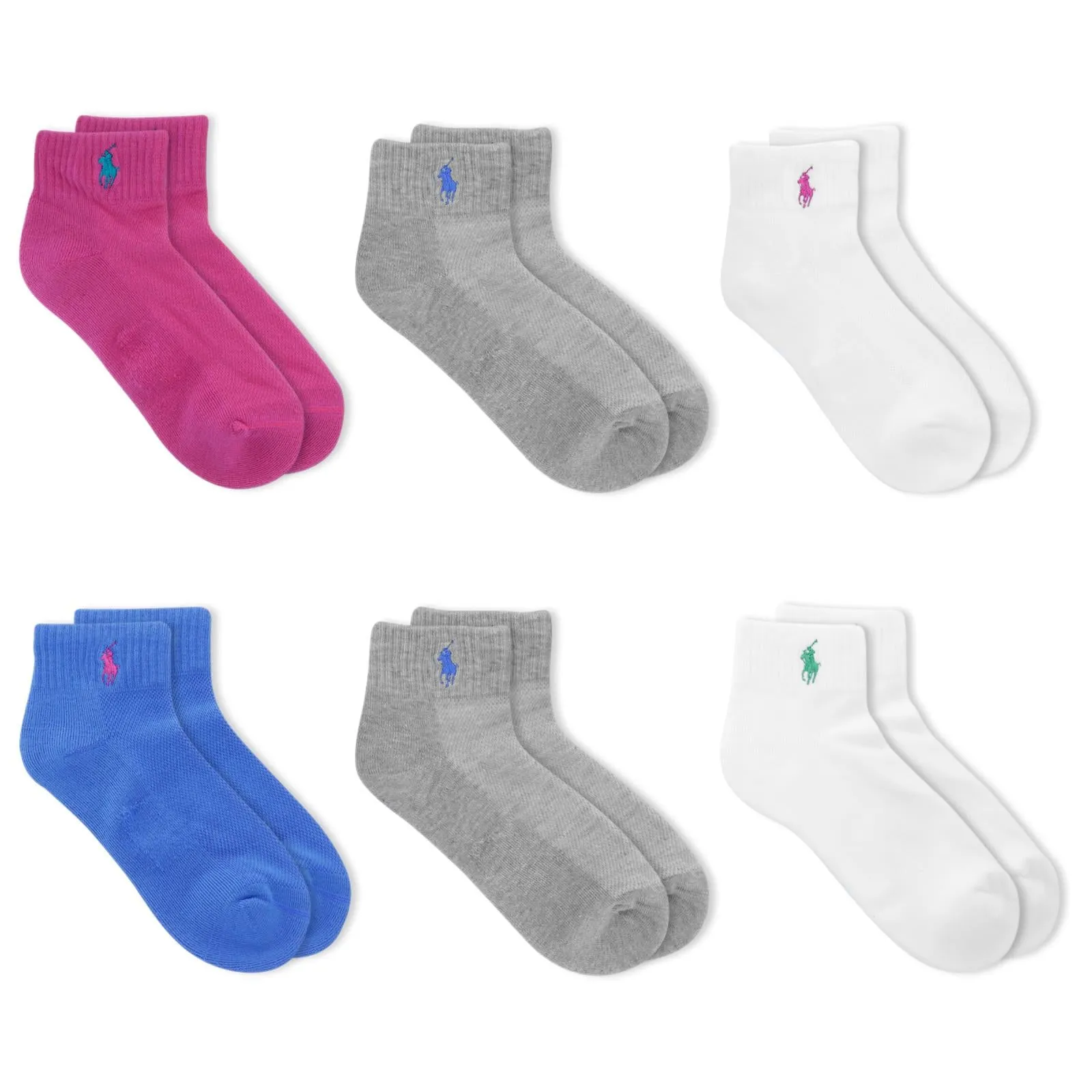 Polo Ralph Lauren Women's 6-Pack Athletic Quarter Socks