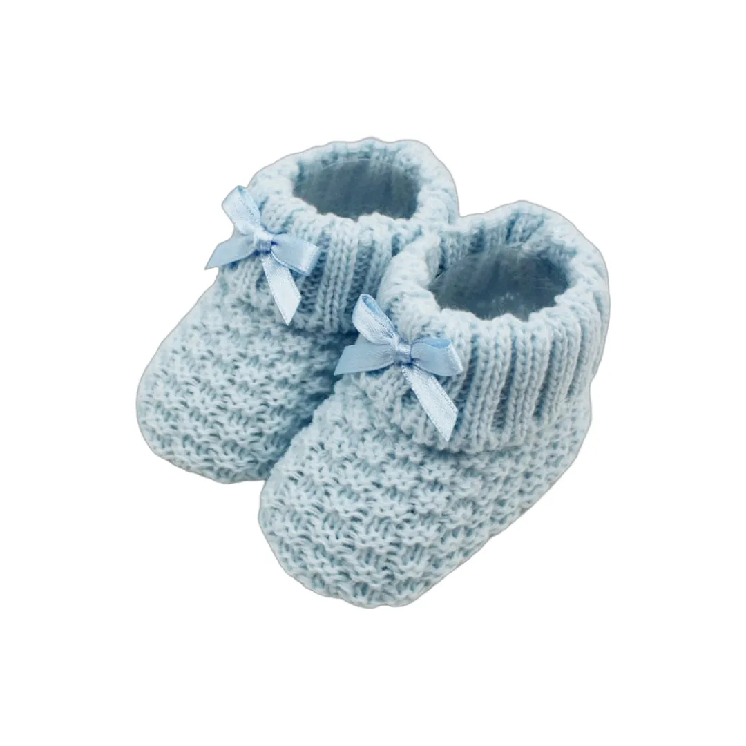 Portuguese Blue Baby Classic Snap Bib "Principe" and Booties Set