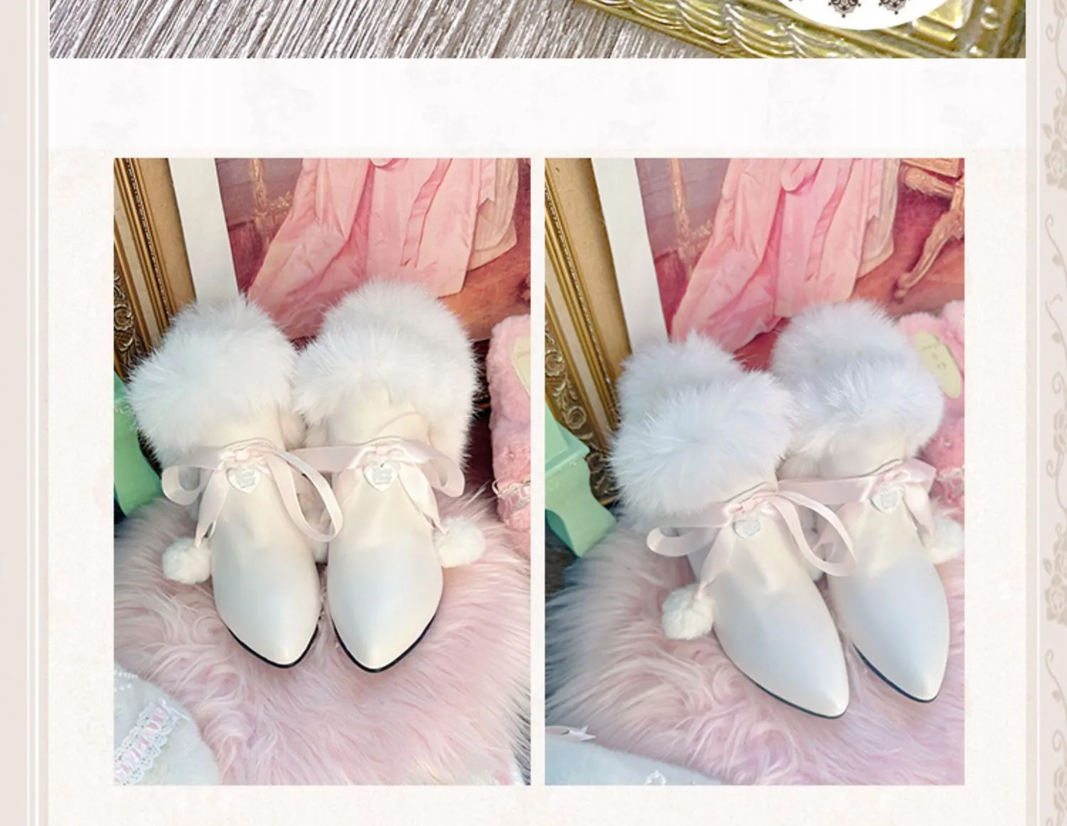 Princess style fur short boots for women 2024