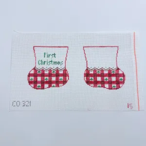 Red Gingham Baby Booties Canvas