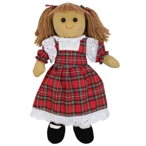 Red Tartan Dress Rag Doll, Personalised Gift