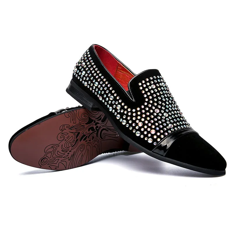 Rhinestone Men Loafers Shoe with The Clean Toe