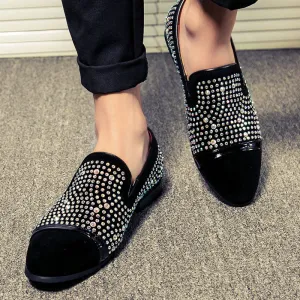 Rhinestone Men Loafers Shoe with The Clean Toe