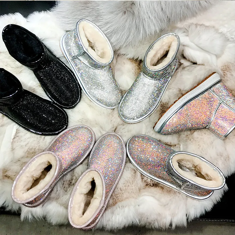 Rhinestone snow boots