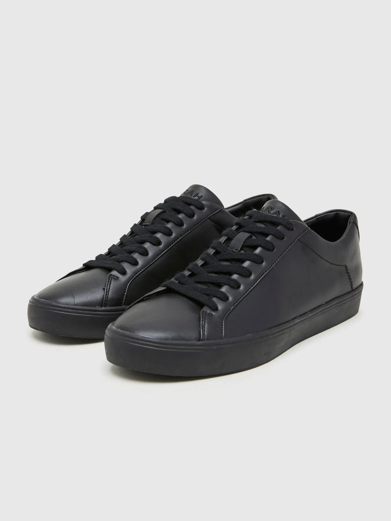 Rigby Cupsole Leather Trainer In Jet Black