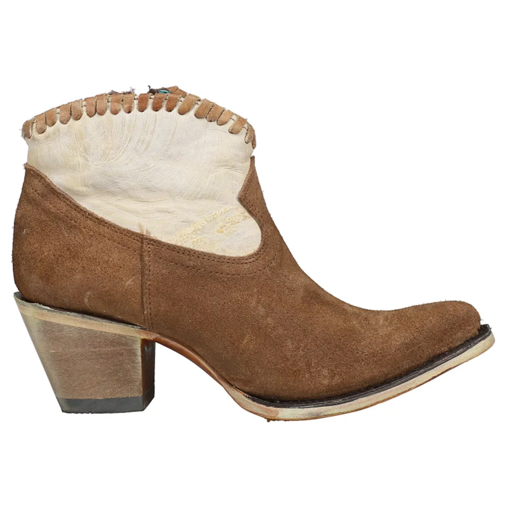 Sand & Brown Woven Round Toe Cowboy Booties