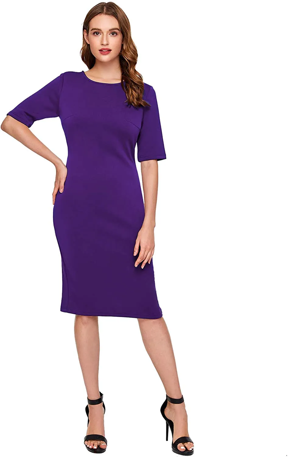 SheIn Women's Short Sleeve Elegant Sheath Pencil Dress