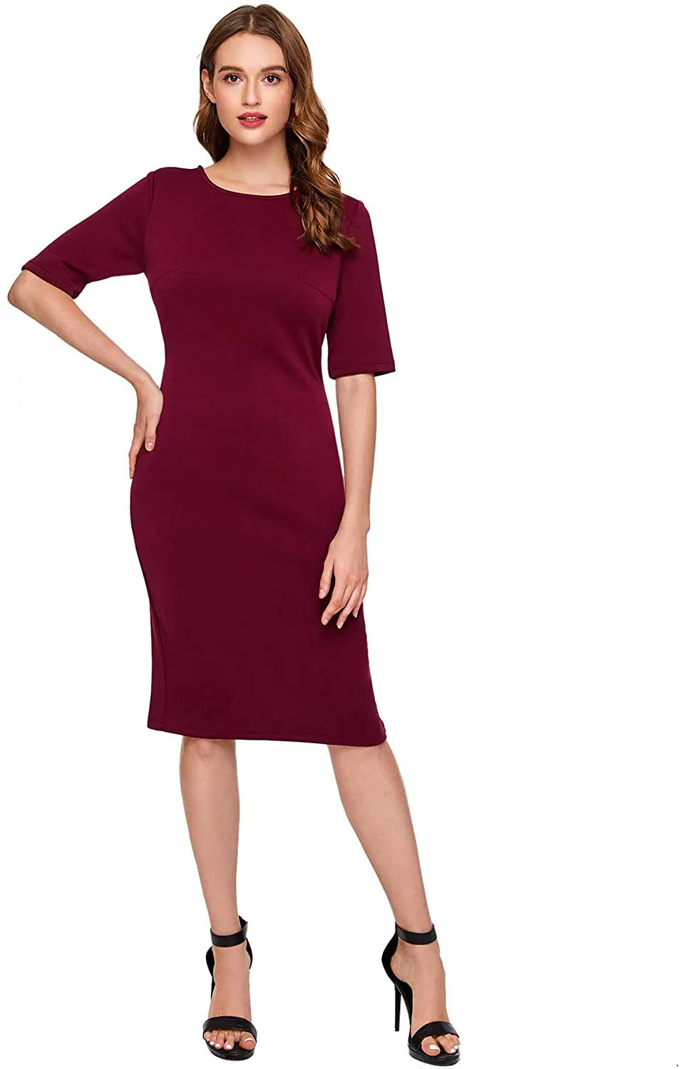 SheIn Women's Short Sleeve Elegant Sheath Pencil Dress