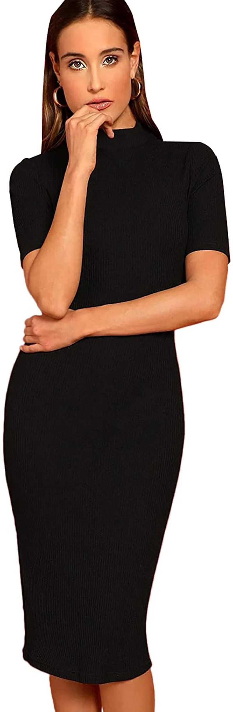 SheIn Women's Short Sleeve Elegant Sheath Pencil Dress