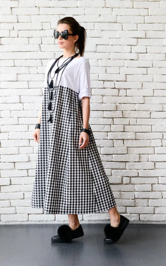 Short Sleeve Checked Dress