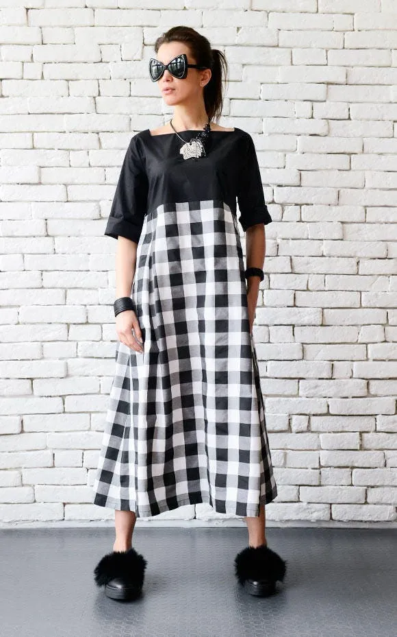 Short Sleeve Checked Dress