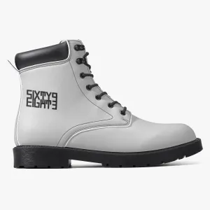 Sixty Eight 93 Logo Black White Leather Boots