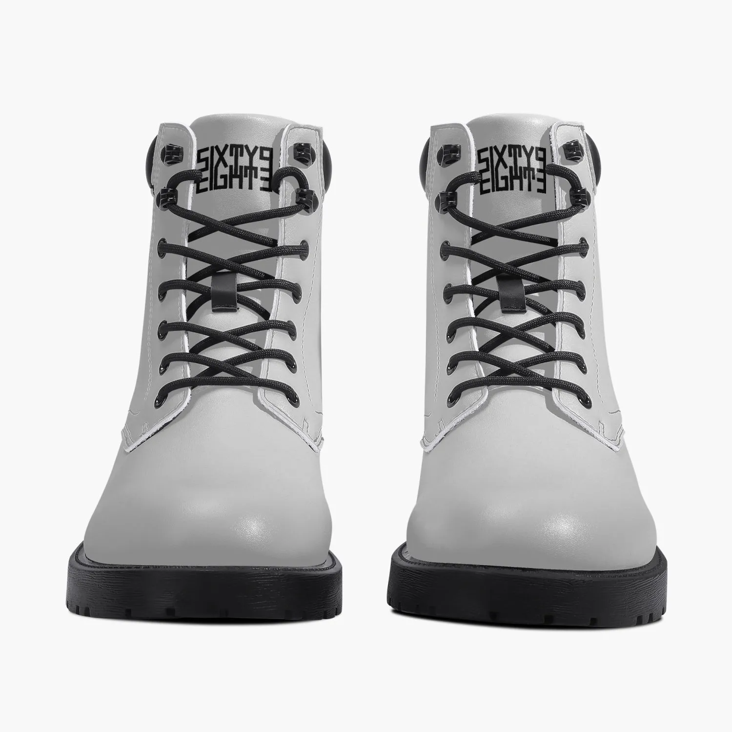 Sixty Eight 93 Logo Black White Leather Boots