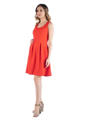 Sleeveless Pleated Maternity Dress with Pockets