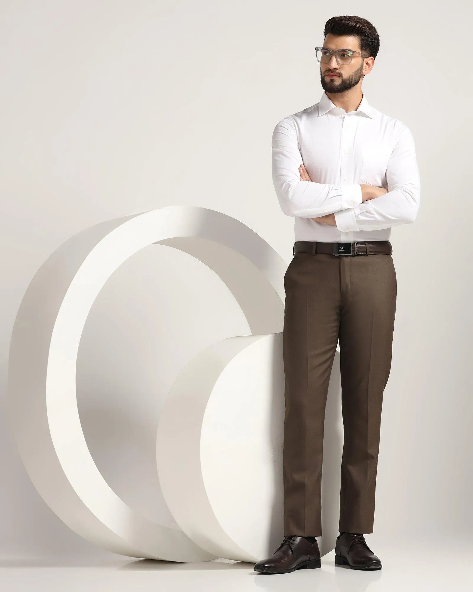 Slim Comfort B-95 Formal Brown Solid Trouser - Marina