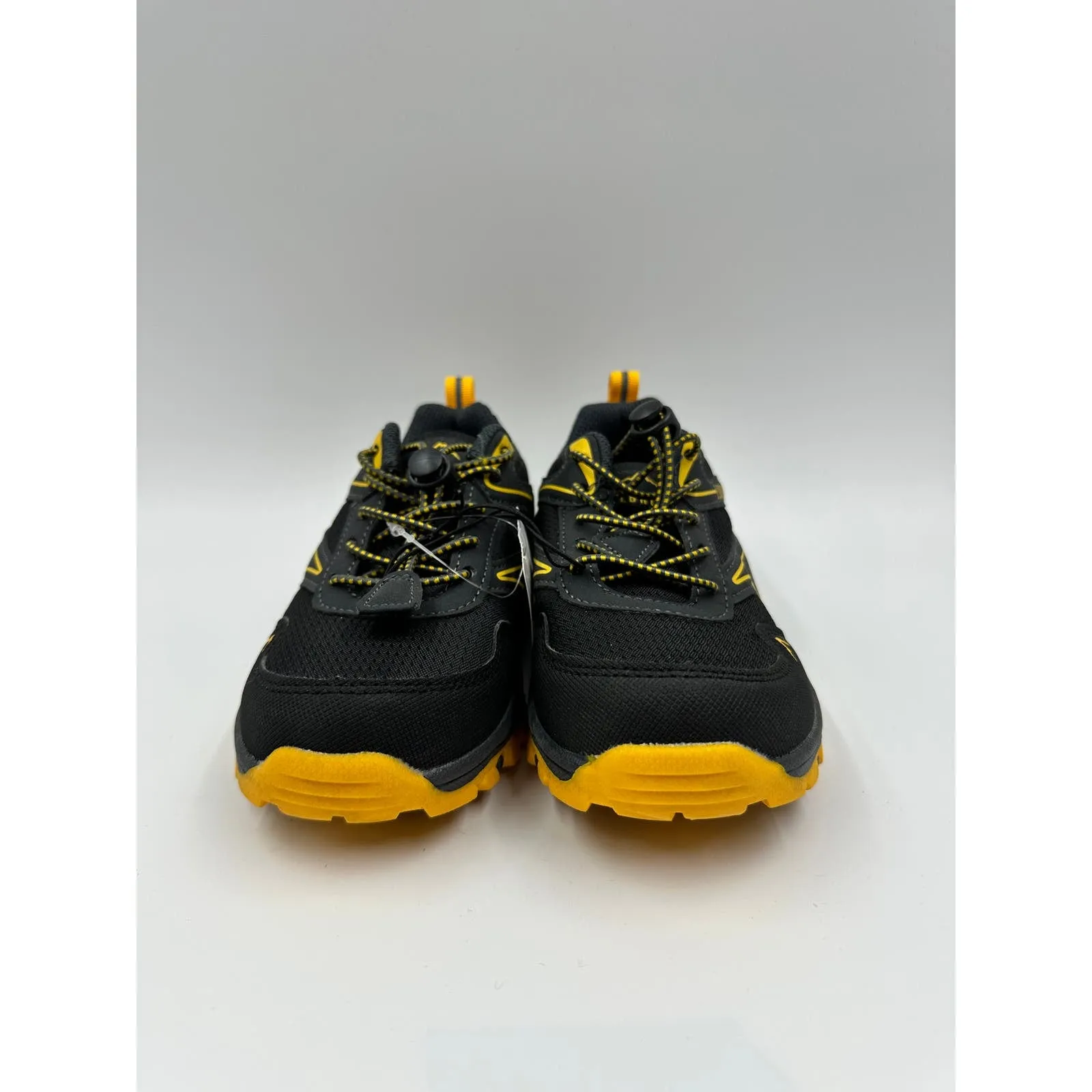 Small Kid Size 13.5, Low Top Gray Hikers w/ Yellow Accents, Elastic Laces and Rubber Toe