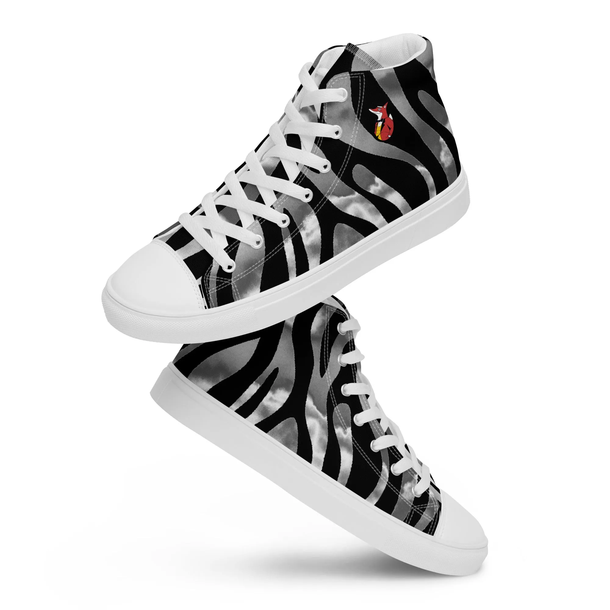 Snooty Fox Art Women’s High Top Canvas Shoes - Silver Tiger