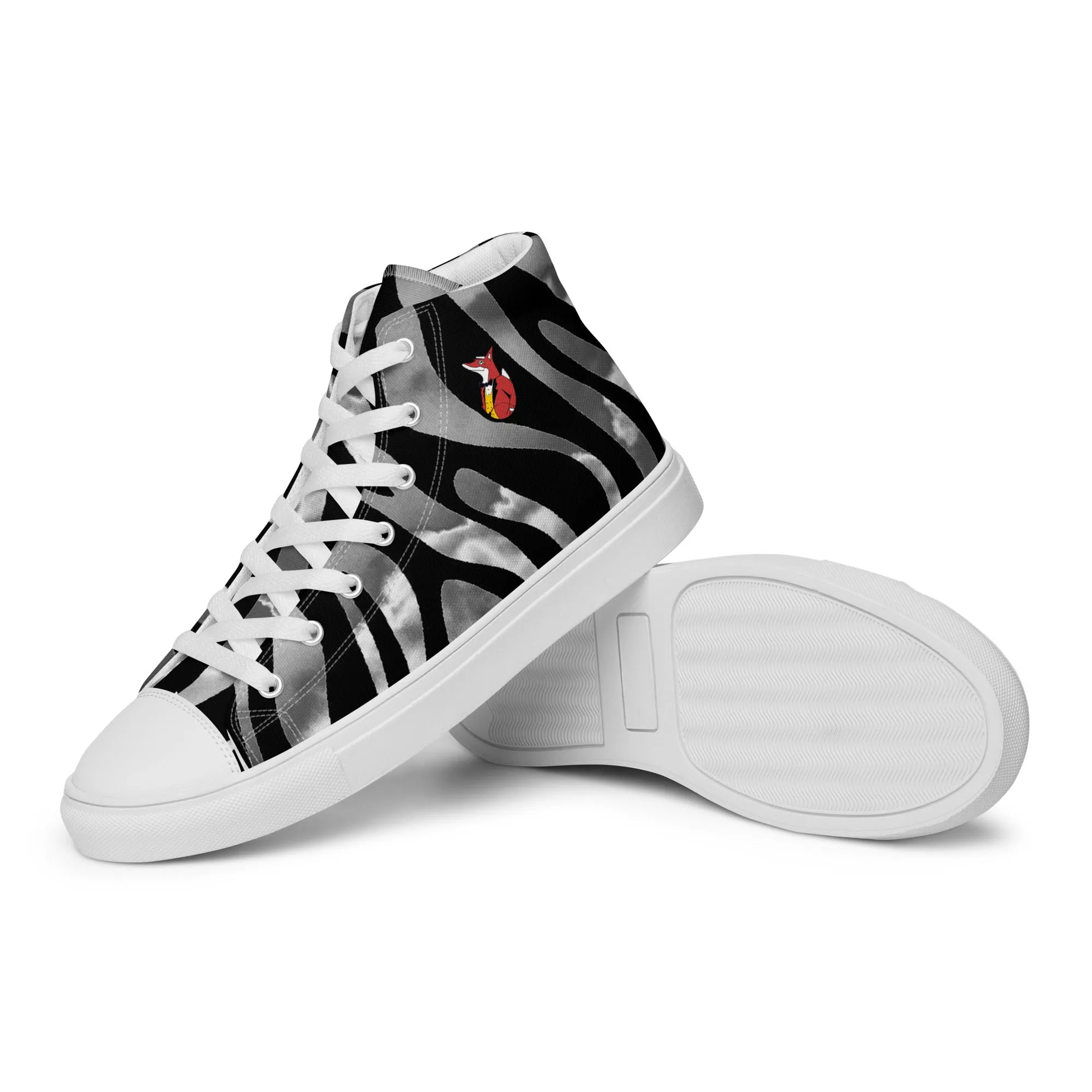 Snooty Fox Art Women’s High Top Canvas Shoes - Silver Tiger