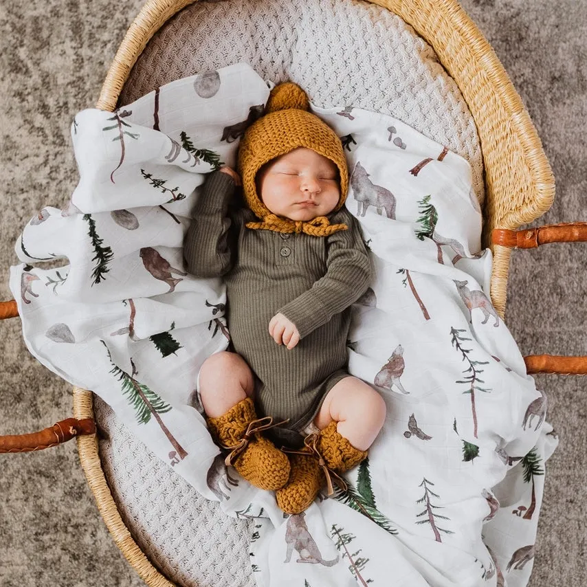 Snuggle Hunny - Merino Wool Bonnet & Booties - Bronze