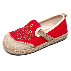 Sohiwoo Women's Vintage Woven Embroidered Flats