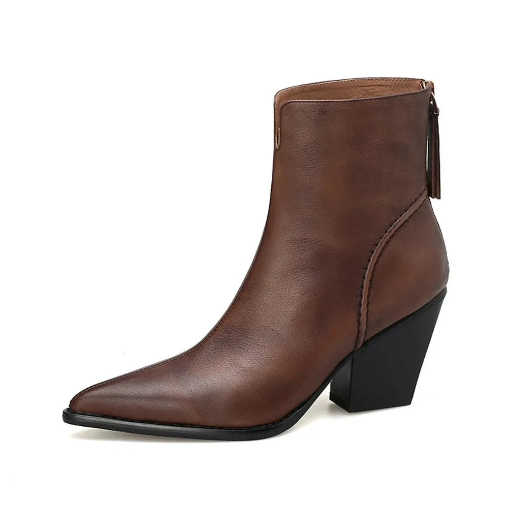 Soltana Chunky brown leather ankle boots